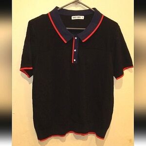 NWOT Grace Karin Women's Golf Polo Shirt Black/Red/Blue Sz XL